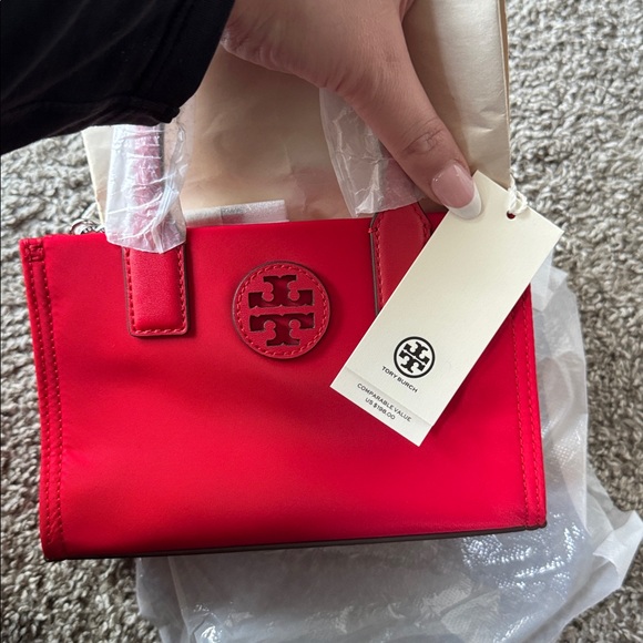NWT Tory Burch Ella Nylon Mini Tote - Brilliant Red - Picture 4 of 7